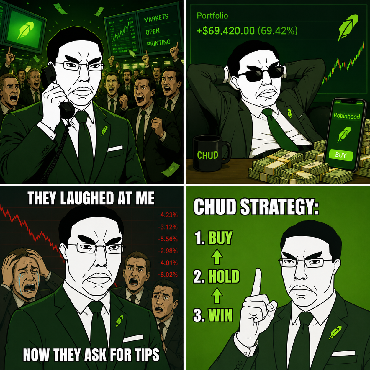 RobinCHUD trading meme collage